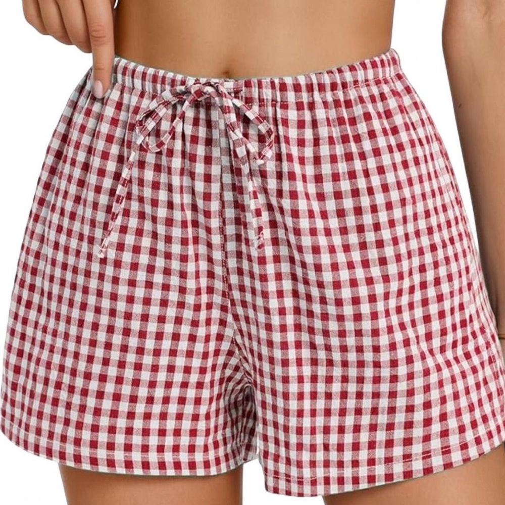 Red and White Gingham Women's Boxer Shorts